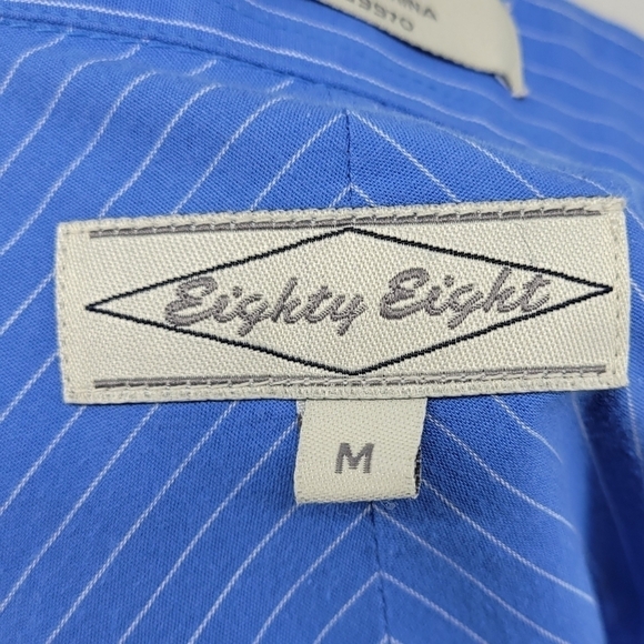 Men's Blue Plaid Eighty Eight Button Front Shirt,Size M - Picture 10 of 11
